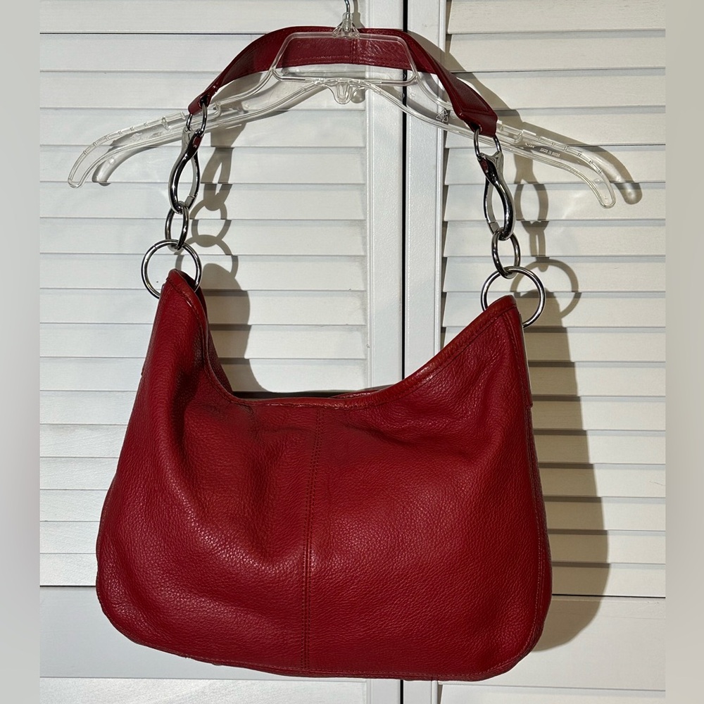 Calvin Klein Red Pebble Leather Hobo